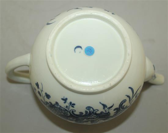 A Worcester Mother and Child pattern globular teapot and cover, c.1765, 17cm across